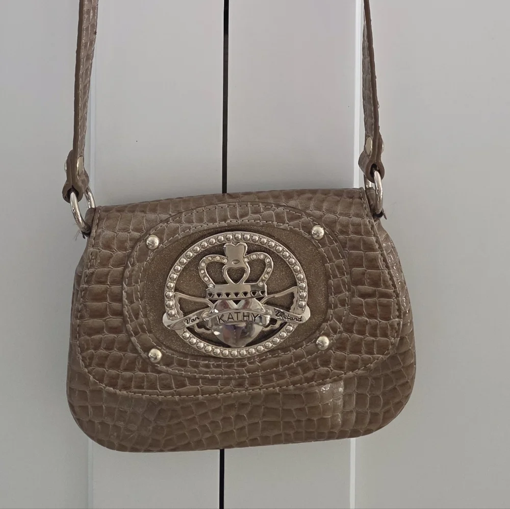 Women's Tan Croc-Embossed Bag Kathy Van Zeeland - Picture 2 of 3
